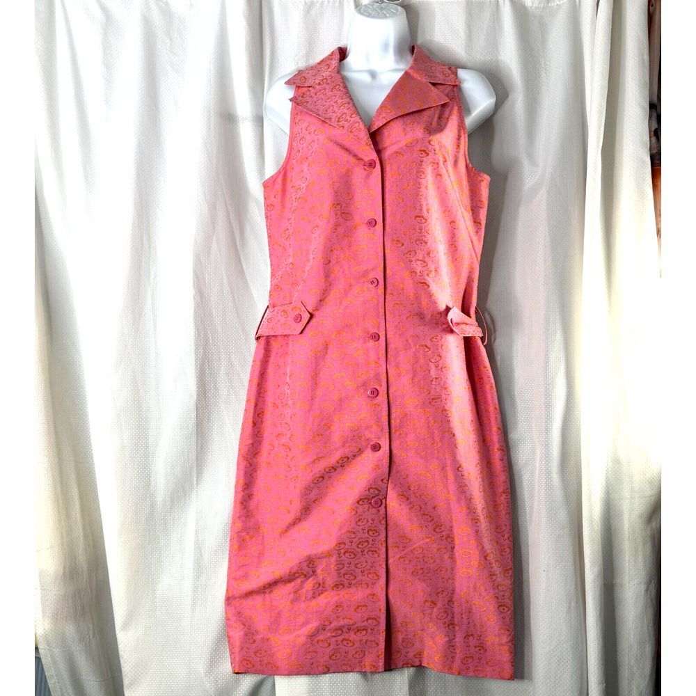 Pamella Roland Womens Pretty Pink Orange Brocade Dress Sz 6